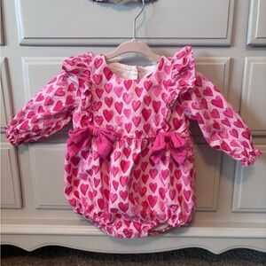 Pink Heart Patterned Kids One Piece